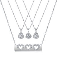 UNGENT THEM Mother Daughter Necklace Set for 4, Matching Heart Cubic Zirconia Love Pendant Necklaces Jewelry for Mom Daughter Women Girls, Mother's Day Birthday Gifts