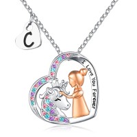 UNGENT THEM Unicorn Gifts for Girls Necklace Letter C Initial Alphabet CZ Heart Pendant Magical Necklace Christmas Birthday Jewelry Gifts for Women Girls Daughter Granddaughter Niece Unicorn Lovers…