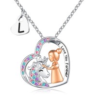 UNGENT THEM Silver Letter L Initial Unicorn Necklace for Girls Alphabet CZ Heart Pendant Magical Necklace Christmas Birthday Unicorns Gifts Jewelry for Little Girls Daughter Granddaughter Niece Women Unicorn Lovers…