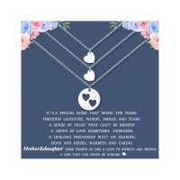 UNGENT THEM Back to School Gifts Mother 2 Daughter Necklaces Set for 3 Matching Cutout Heart Sliver Necklace Mommy and Me Jewelry for Mom Daughter Women Girls…
