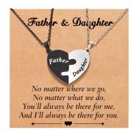 UNGENT THEM Father Daughter Necklace, Daughter Necklace Daughter Gifts from Dad, Dad and Daughter Matching Heart Necklace, Birthday Fathers'Day Gifts from Daughter to Dad