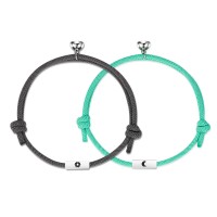UNGENT THEM Gifts for Boyfriend Girlfriend Magnetic Couples Bracelets Sun and Moon Matching Friendship Relationship Attraction Green Bracelet for Best Friends Women Men Him Her Bf Gf…(gray & green)