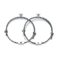 UNGENT THEM Magnetic Couples Bracelets Sun Moon Matching Friendship Magnet Attract Bracelet Gifts for Boyfriend Girlfriend Best Friends Women Men Him and Her…(2 gray)