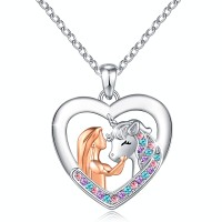 UNGENT THEM Unicorn Necklace for Little Girls Magical Heart Pendant Necklaces Birthday Christmas Unicorns Jewelry Gifts for Girls Daughter Granddaughter Niece Women Unicorn Lover…