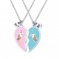 UNGENT THEM Unicorn BFF Friendship Best Friend Necklaces Heart Pendant Unicorn Jewelry Gift for 2 Girls Daughter Friends Birthday