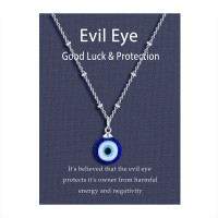 UNGENT THEM Evil Eye Necklace Silver Blue Third Eye Nazar Amulet Ojo Turco Protection Chain Pendant Necklaces Lucky Jewelry Gift for Women Girls Daughter Mother…