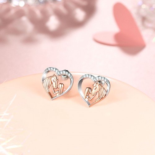 Lucky Heart earrings, Rose Gold
