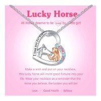 UNGENT THEM Horse Necklace for Girls Heart Pendant Necklace Horse Jewelry Spirit Gifts for Little Girls Daughter Horse Lover Granddaughter Niece Women