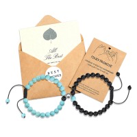 UNGENT THEM Boyfriend Girlfriend Gifts Magnetic Couples Best Friends Bracelets Bead Long Distance Relationship Friendship Bff Matching Bracelets Blue Him His Hers Women Men Lover（green&black）