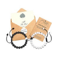 UNGENT THEM Couples Gifts, Couples Magnetic Boyfriend Girlfriend Bracelets Matching His Hers Long Distance Relationship Bracelets Gifts for Boyfriend Him Her Women Men Best Friend Bf Gf Lover（black&white）