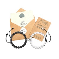 UNGENT THEM Matching Couples Magnetic Bracelets His Hers Relationship Distance Friendship Bracelet Couples Jewelry Gifts for Women Men Him Boyfriend Girlfriend Bf Gf Friends Lover（white & black）