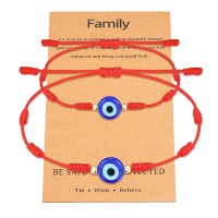 UNGENT THEM 7 Knot Evil Eye Bracelet Mal De Ojo Red String Kabbalah Protection Mommy and Me Adjustable Bracelets Set for Boys Girls Mother Daughter Family Women(2 PCS)