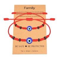 UNGENT THEM 7 Knot Evil Eye Bracelet Mal De Ojo Red String Kabbalah Protection Mommy and Me Adjustable Bracelets Set for 2 Boys & Girls Daughter Mother Family Women…