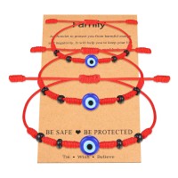 UNGENT THEM 7 Knot Evil Eye Bracelet Mal De Ojo Red String Kabbalah Protection Mommy and Me Adjustable Bracelets Set for 3 Boys & Girls Daughter Mother Family Women…