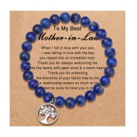 UNGENT THEM Mother in Law Gifts from Daughter in Law, Mother in Law Wedding Gift from Bride Groom for Birthday Christmas Gift, Mother in Law Tree of Life Bracelet