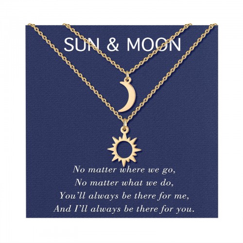 Best Friend Necklace for 2, Sun and Moon Matching Friendship Necklace Jewelry Gifts for BFF Sisters